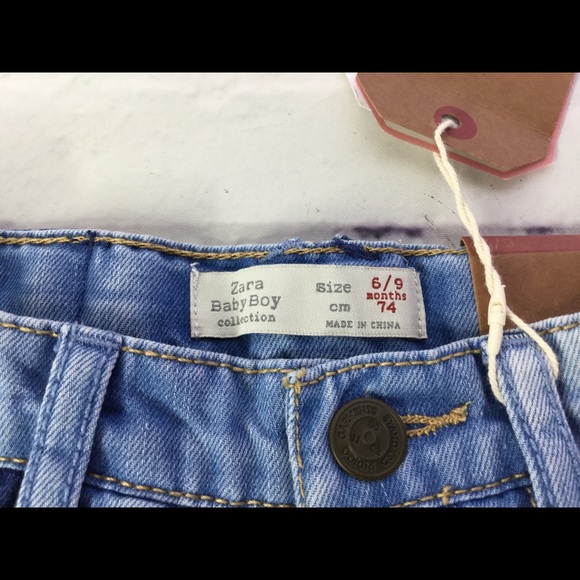 Zara Baby Boy 6-9M Blue 2 Tone Denim Jean Shorts - Picture 4 of 7